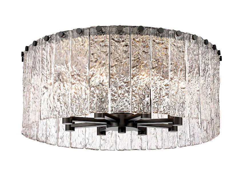 Z-Lite Glacier 21" 8-Light Matte Black Flush Mount Lighting With Clear Glass Shade