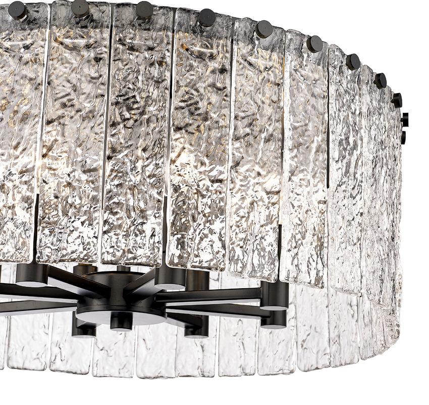 Z-Lite Glacier 21" 8-Light Matte Black Flush Mount Lighting With Clear Glass Shade