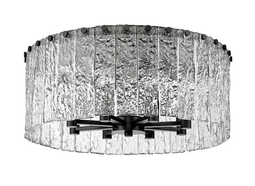 Z-Lite Glacier 21" 8-Light Matte Black Flush Mount Lighting With Clear Glass Shade