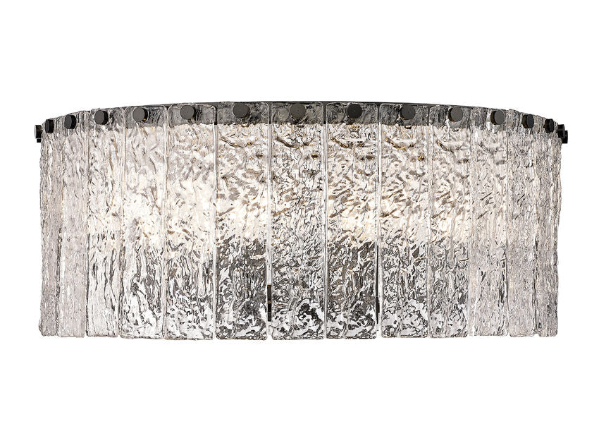 Z-Lite Glacier 21" 8-Light Matte Black Flush Mount Lighting With Clear Glass Shade