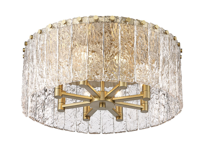 Z-Lite Glacier 21" 8-Light Modern Gold Flush Mount Lighting With Clear Glass Shade