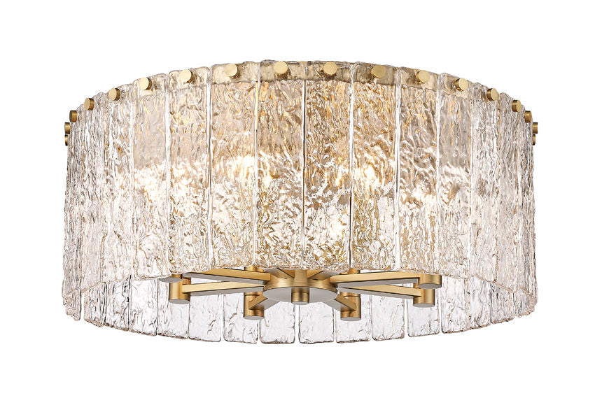 Z-Lite Glacier 21" 8-Light Modern Gold Flush Mount Lighting With Clear Glass Shade