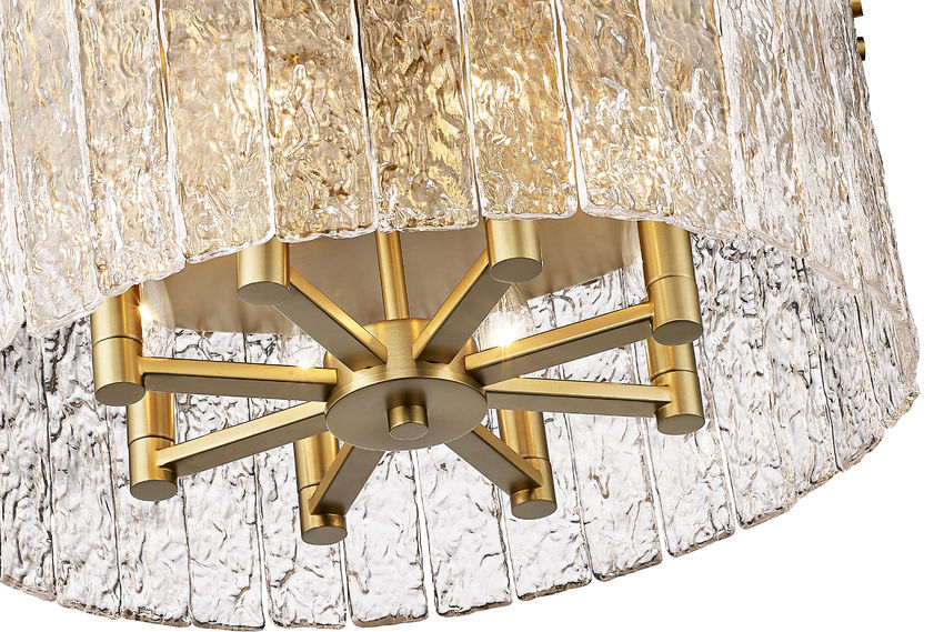 Z-Lite Glacier 21" 8-Light Modern Gold Flush Mount Lighting With Clear Glass Shade