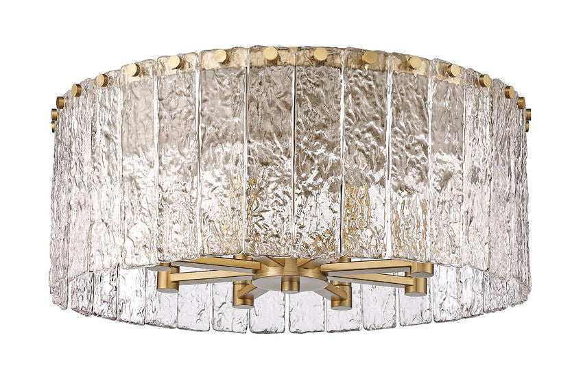 Z-Lite Glacier 21" 8-Light Modern Gold Flush Mount Lighting With Clear Glass Shade