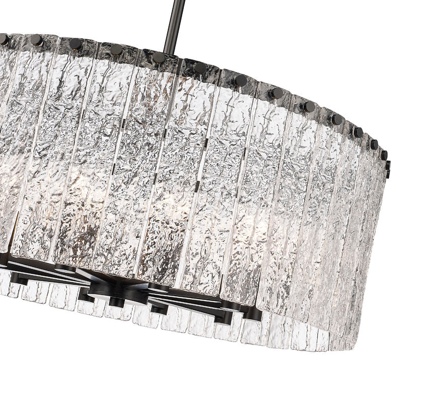 Z-Lite Glacier 27" 10-Light Matte Black Pendant Light With Clear Glass Shade