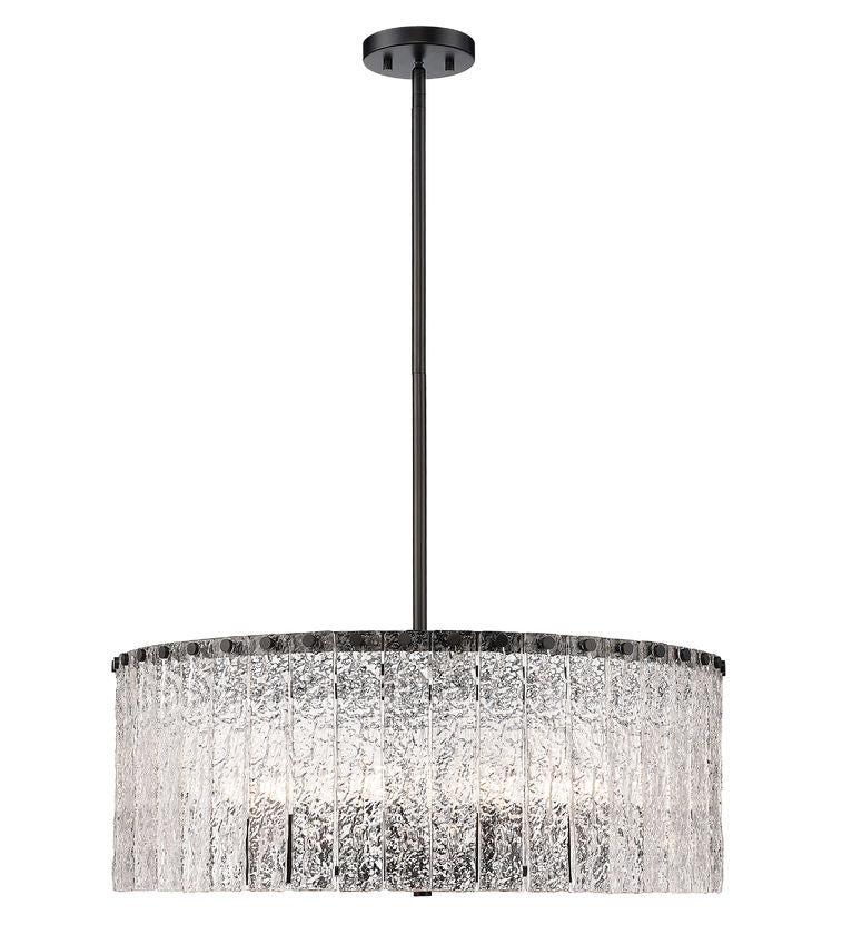 Z-Lite Glacier 27" 10-Light Matte Black Pendant Light With Clear Glass Shade