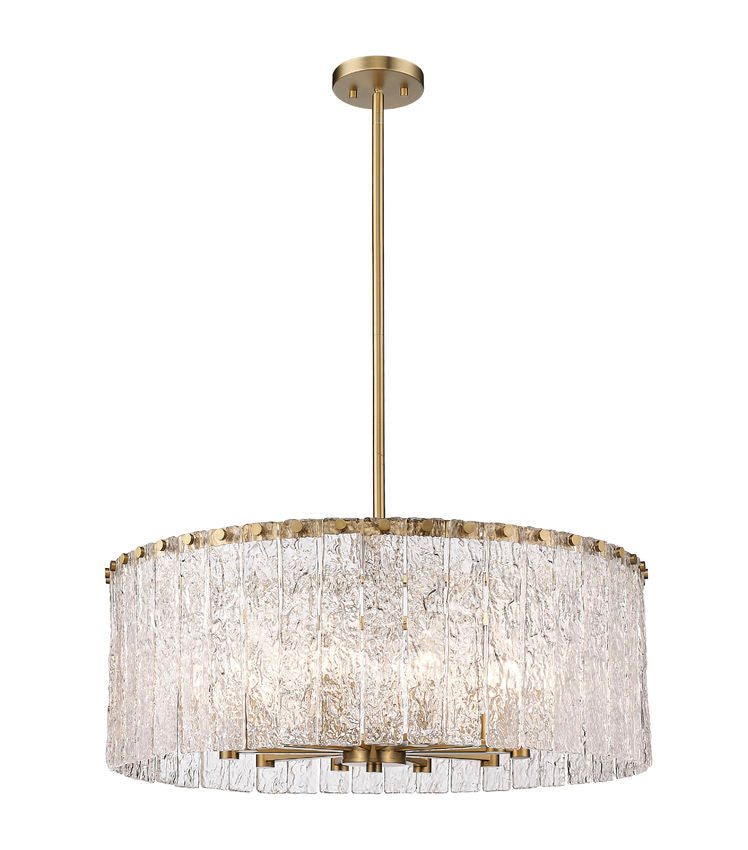 Z-Lite Glacier 27" 10-Light Modern Gold Pendant Light With Clear Glass Shade