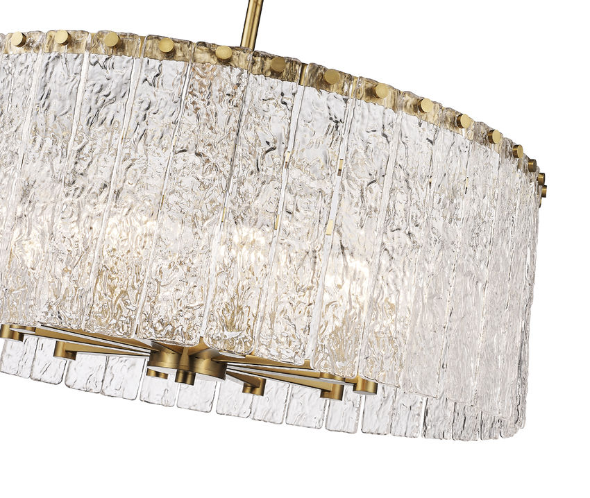 Z-Lite Glacier 27" 10-Light Modern Gold Pendant Light With Clear Glass Shade