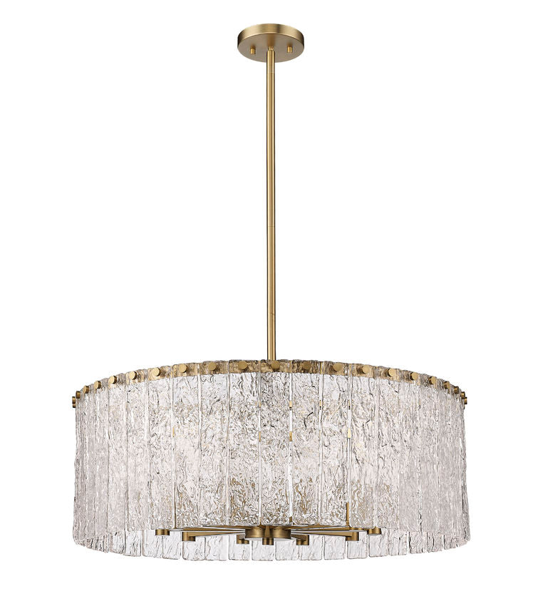 Z-Lite Glacier 27" 10-Light Modern Gold Pendant Light With Clear Glass Shade
