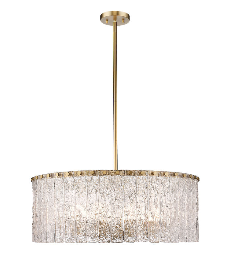 Z-Lite Glacier 27" 10-Light Modern Gold Pendant Light With Clear Glass Shade