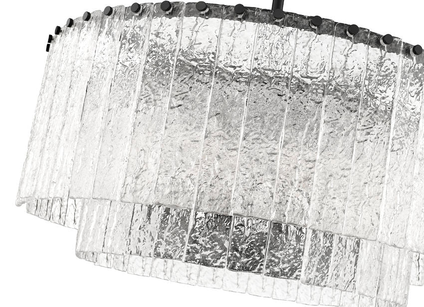 Z-Lite Glacier 28" 10-Light Matte Black Steel Clear Glass Shade Pendant Light