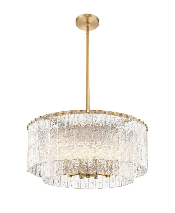 Z-Lite Glacier 28" 10-Light Modern Gold Steel Clear Glass Shade Pendant Light