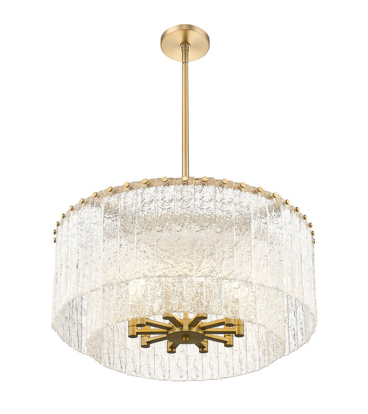 Z-Lite Glacier 28" 10-Light Modern Gold Steel Clear Glass Shade Pendant Light