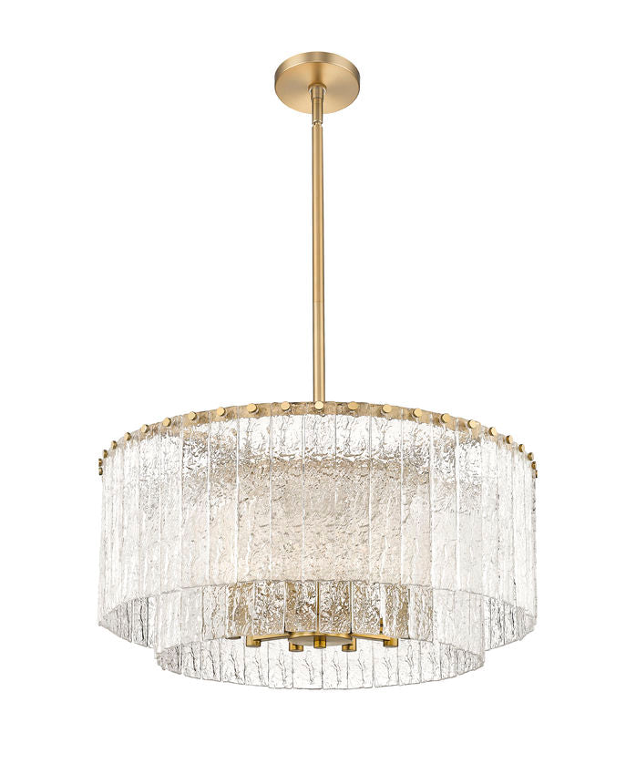 Z-Lite Glacier 28" 10-Light Modern Gold Steel Clear Glass Shade Pendant Light