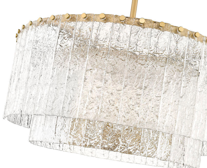 Z-Lite Glacier 28" 10-Light Modern Gold Steel Clear Glass Shade Pendant Light