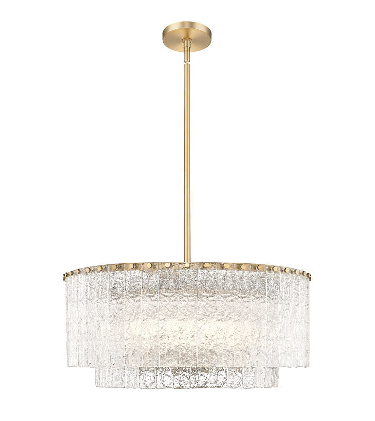Z-Lite Glacier 28" 10-Light Modern Gold Steel Clear Glass Shade Pendant Light