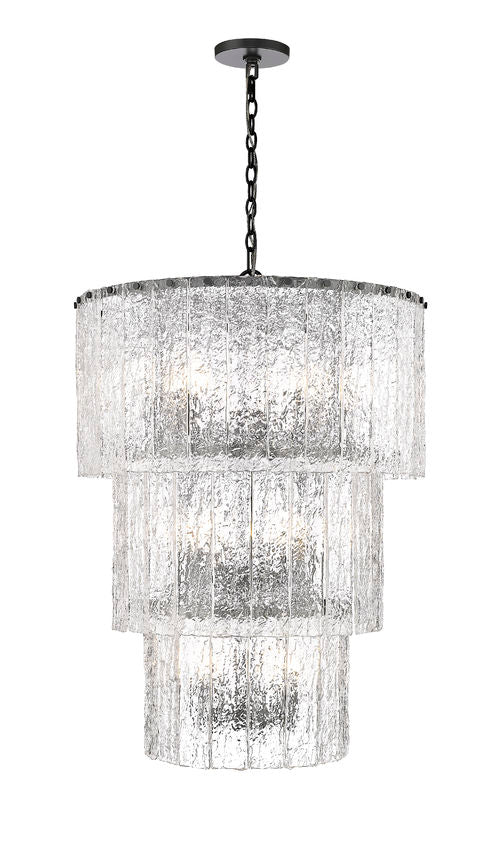 Z-Lite Glacier 28" 12-Light Matte Black Clear Glass Shade Chandelier