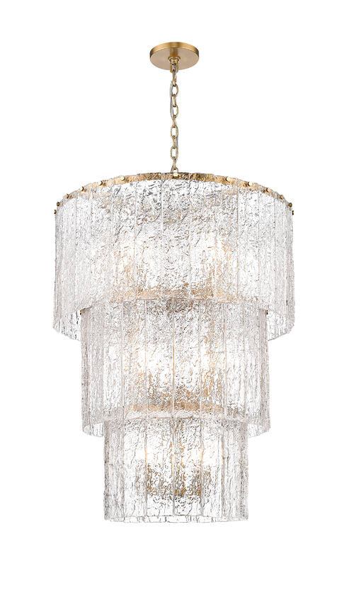 Z-Lite Glacier 28" 12-Light Modern Gold Clear Glass Shade Chandelier