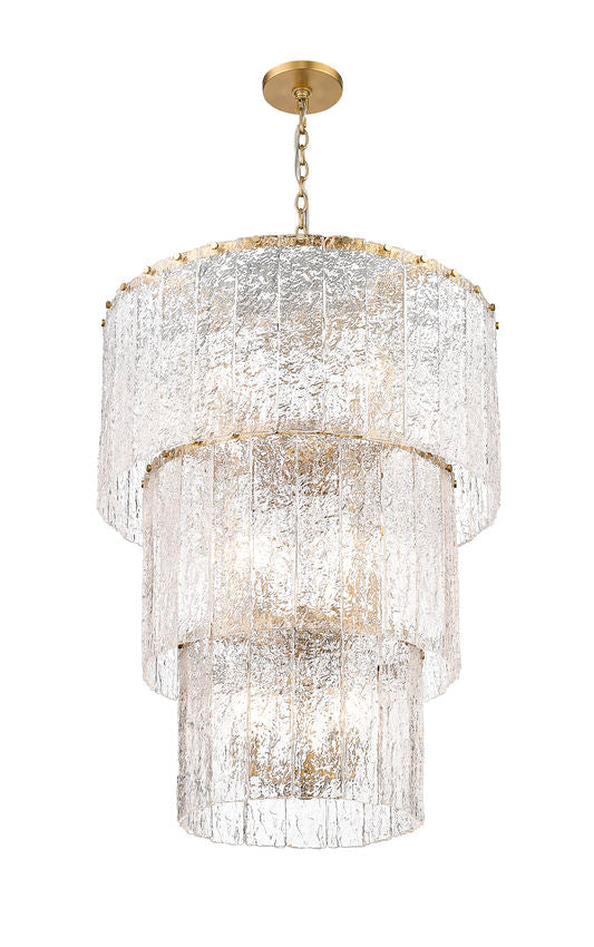 Z-Lite Glacier 28" 12-Light Modern Gold Clear Glass Shade Chandelier