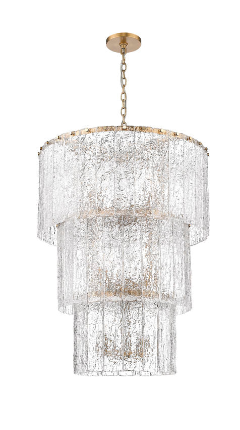 Z-Lite Glacier 28" 12-Light Modern Gold Clear Glass Shade Chandelier