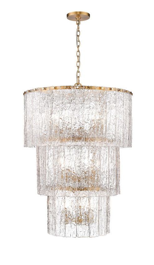 Z-Lite Glacier 28" 12-Light Modern Gold Clear Glass Shade Chandelier