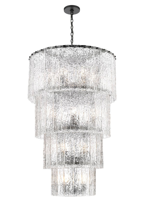 Z-Lite Glacier 31" 18-Light Matte Black Steel Clear Glass Shade Chandelier