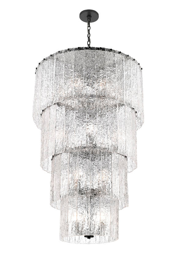 Z-Lite Glacier 31" 18-Light Matte Black Steel Clear Glass Shade Chandelier