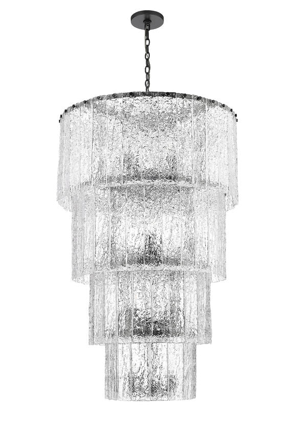 Z-Lite Glacier 31" 18-Light Matte Black Steel Clear Glass Shade Chandelier