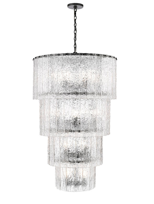 Z-Lite Glacier 31" 18-Light Matte Black Steel Clear Glass Shade Chandelier