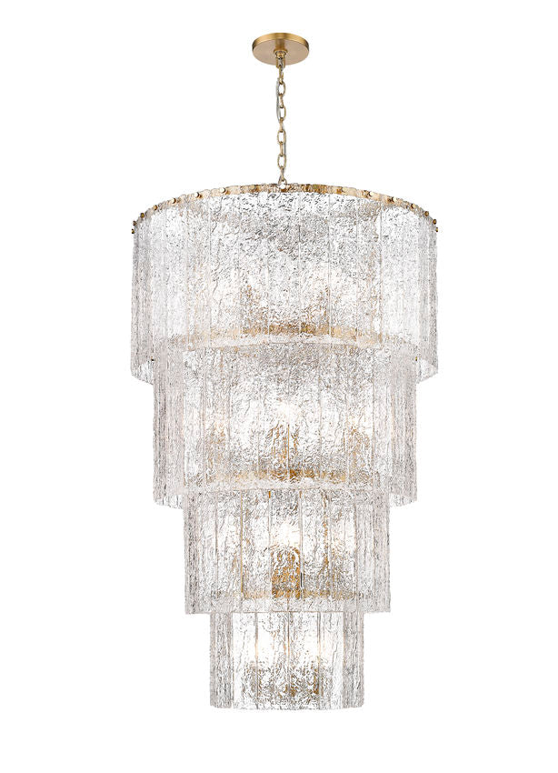 Z-Lite Glacier 31" 18-Light Modern Gold Steel Clear Glass Shade Chandelier