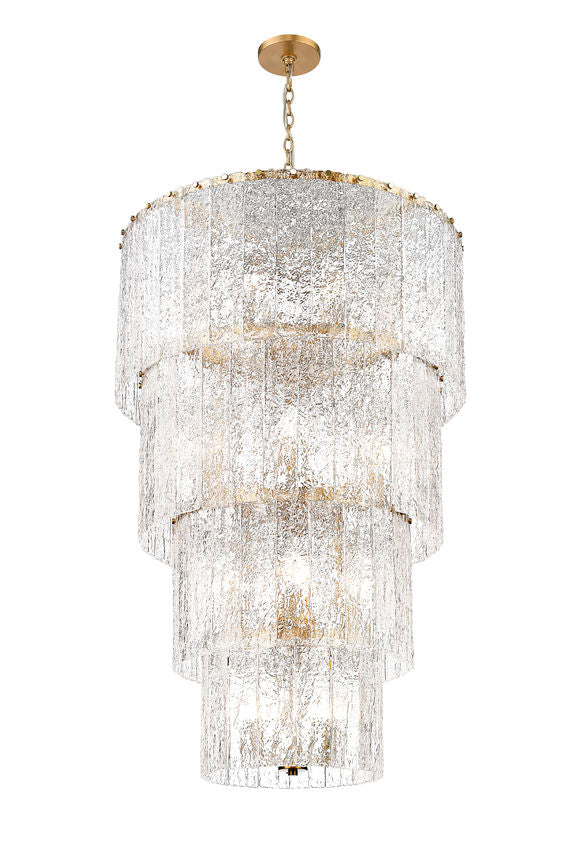 Z-Lite Glacier 31" 18-Light Modern Gold Steel Clear Glass Shade Chandelier