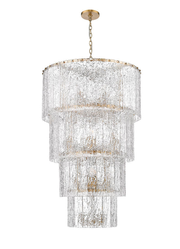 Z-Lite Glacier 31" 18-Light Modern Gold Steel Clear Glass Shade Chandelier