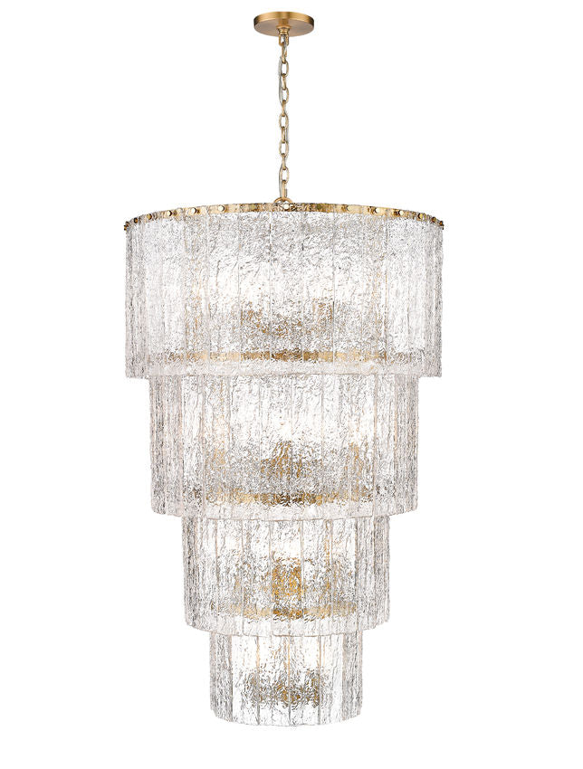 Z-Lite Glacier 31" 18-Light Modern Gold Steel Clear Glass Shade Chandelier