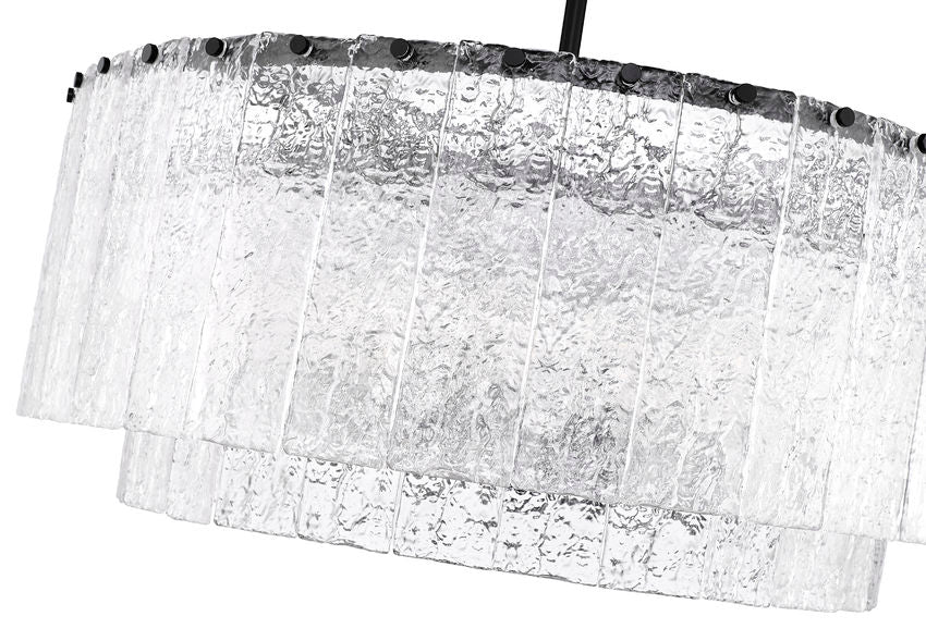 Z-Lite Glacier 33" 12-Light Matte Black Steel Clear Glass Shade Pendant Light