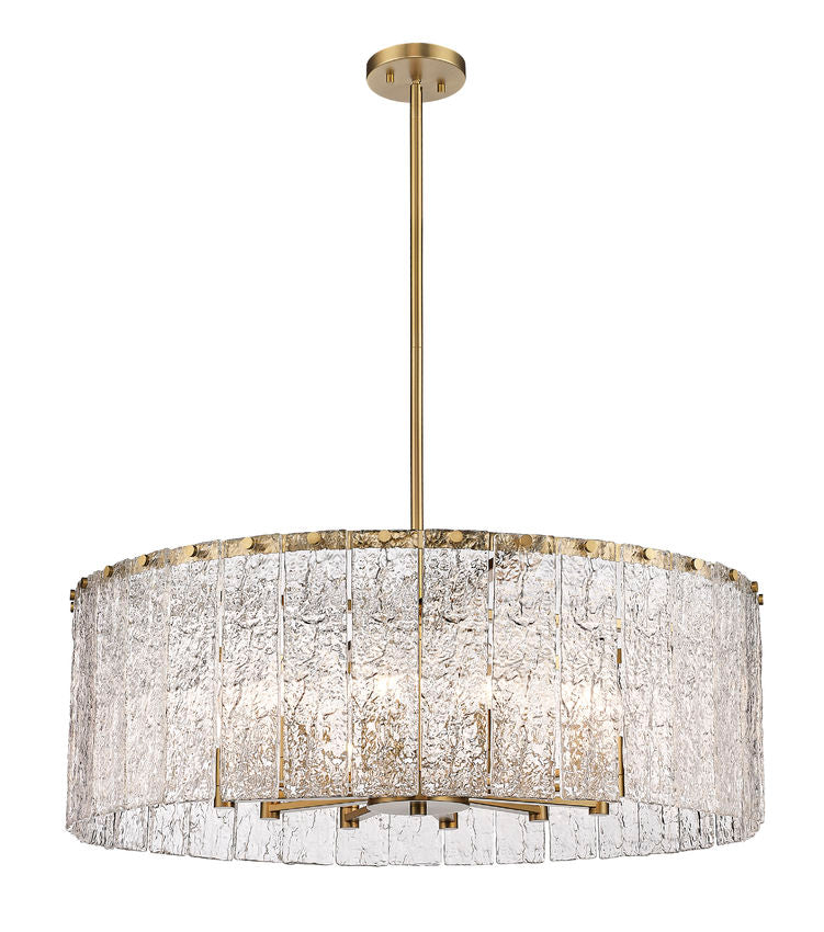 Z-Lite Glacier 33" 12-Light Modern Gold Pendant Light With Clear Glass Shade