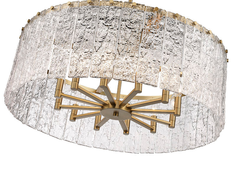 Z-Lite Glacier 33" 12-Light Modern Gold Pendant Light With Clear Glass Shade