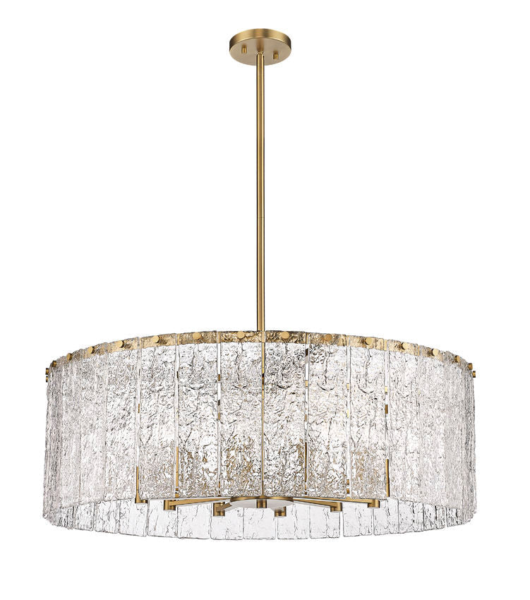 Z-Lite Glacier 33" 12-Light Modern Gold Pendant Light With Clear Glass Shade