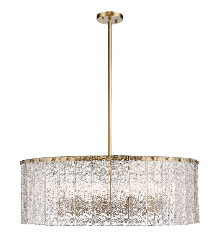 Z-Lite Glacier 33" 12-Light Modern Gold Pendant Light With Clear Glass Shade