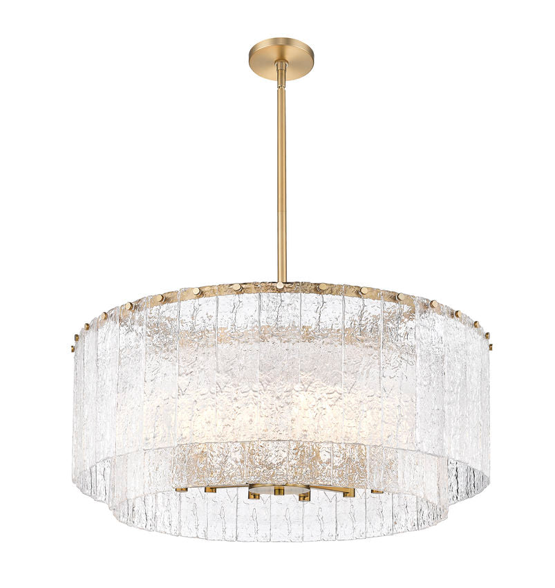 Z-Lite Glacier 33" 12-Light Modern Gold Steel Clear Glass Shade Pendant Light