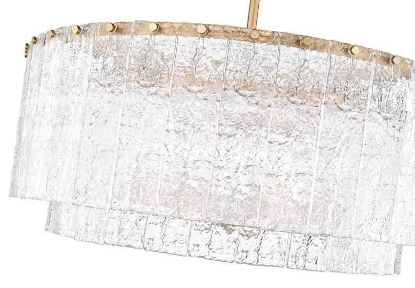 Z-Lite Glacier 33" 12-Light Modern Gold Steel Clear Glass Shade Pendant Light