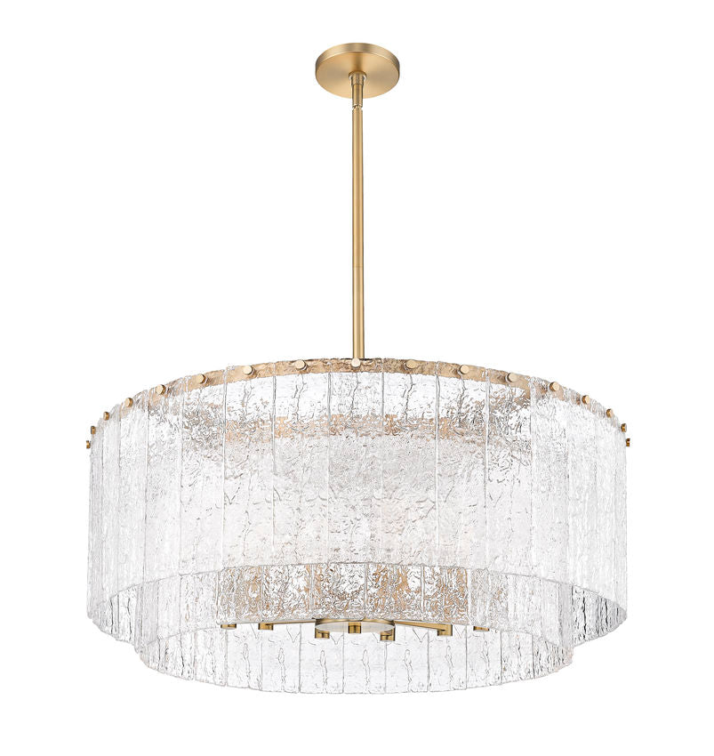 Z-Lite Glacier 33" 12-Light Modern Gold Steel Clear Glass Shade Pendant Light