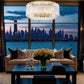 Z-Lite Glacier 33" 12-Light Modern Gold Steel Clear Glass Shade Pendant Light