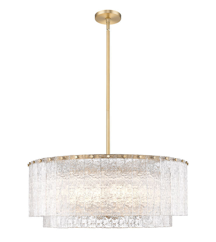 Z-Lite Glacier 33" 12-Light Modern Gold Steel Clear Glass Shade Pendant Light