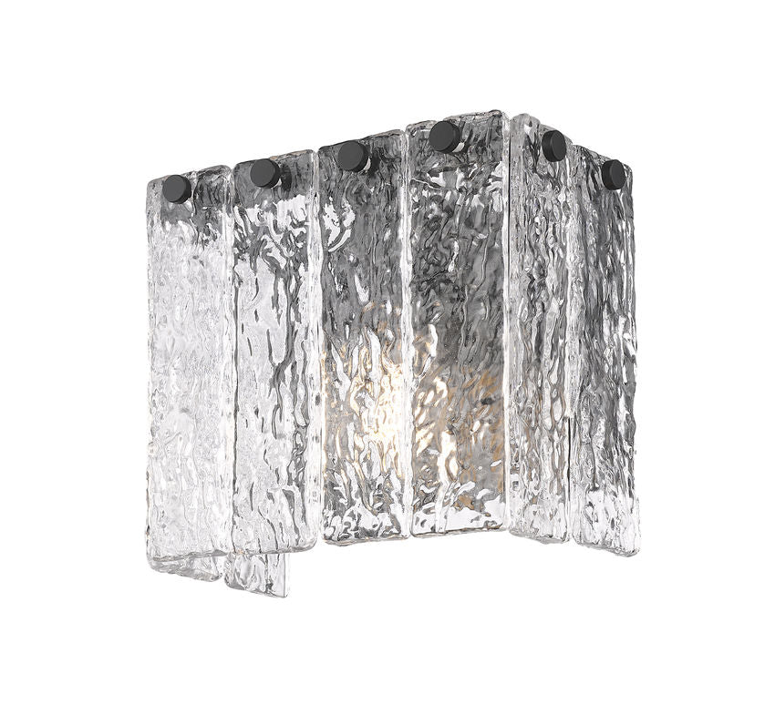 Z-Lite Glacier 8" 1-Light Matte Black Clear Glass Shade Wall Sconce