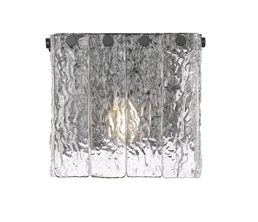 Z-Lite Glacier 8" 1-Light Matte Black Clear Glass Shade Wall Sconce