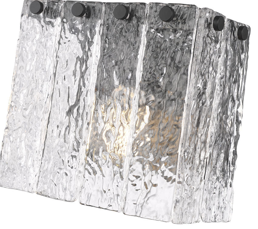 Z-Lite Glacier 8" 1-Light Matte Black Clear Glass Shade Wall Sconce