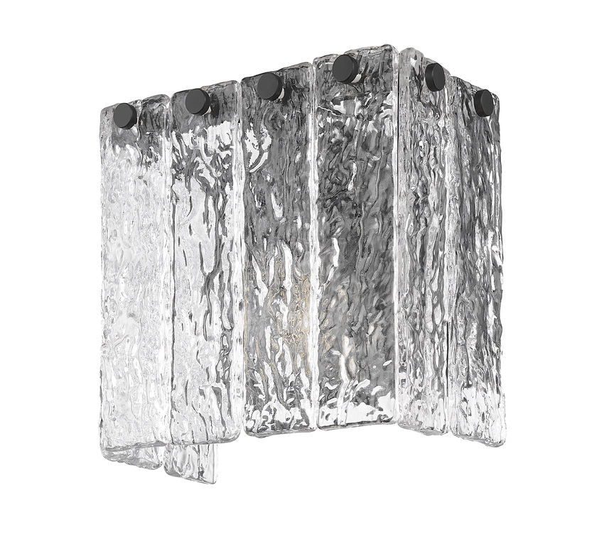 Z-Lite Glacier 8" 1-Light Matte Black Clear Glass Shade Wall Sconce