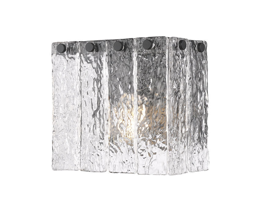 Z-Lite Glacier 8" 1-Light Matte Black Clear Glass Shade Wall Sconce