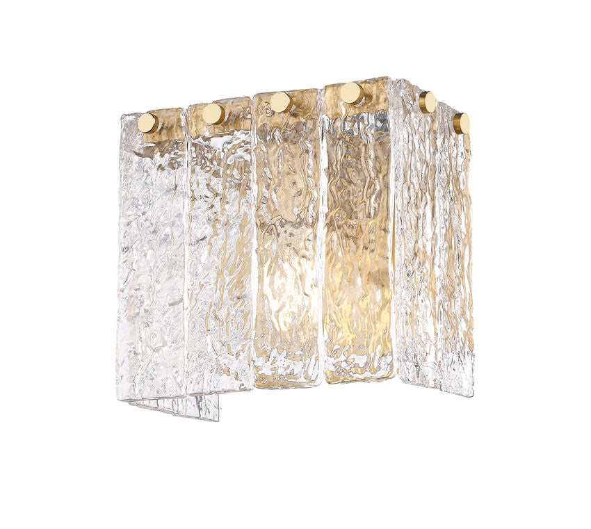Z-Lite Glacier 8" 1-Light Modern Gold Clear Glass Shade Wall Sconce
