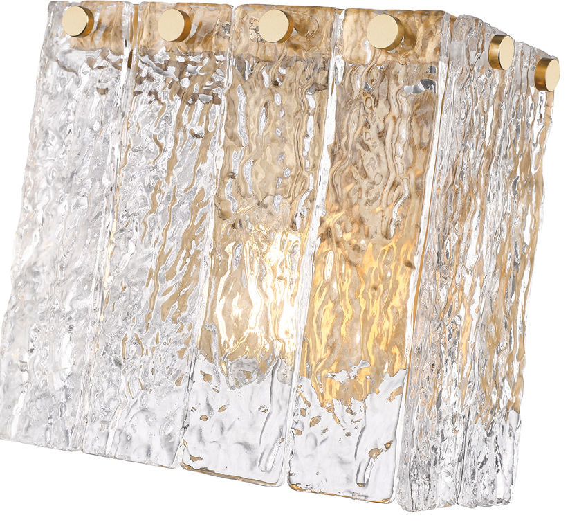 Z-Lite Glacier 8" 1-Light Modern Gold Clear Glass Shade Wall Sconce